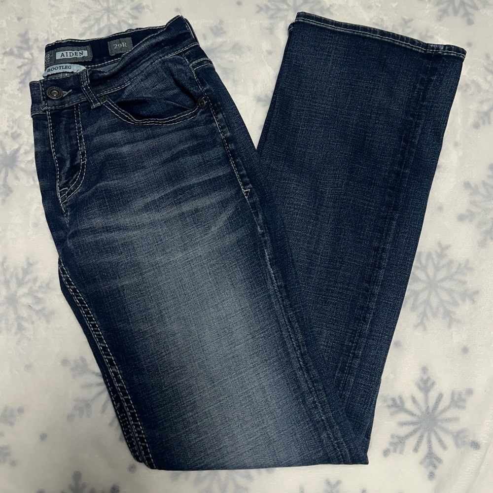 BKE Men's Dark Blue Bootcut Jeans